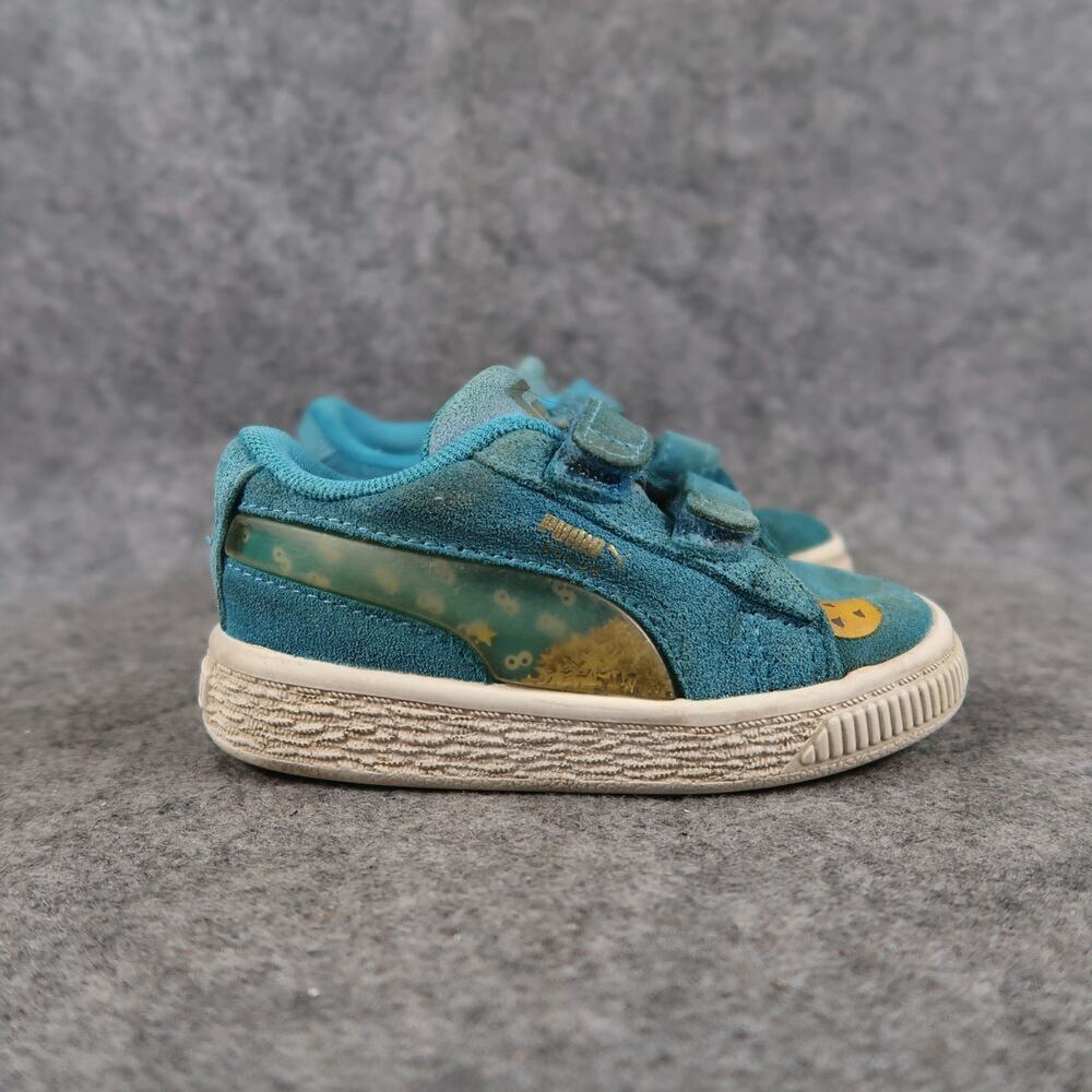 Puma Shoes Toddler Baby 5 Sneakers Cookie Monster Double Strap Suede Blue Kids